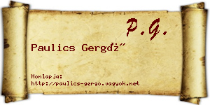 Paulics Gergő névjegykártya
