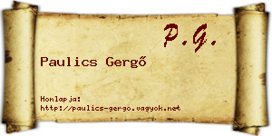 Paulics Gergő névjegykártya